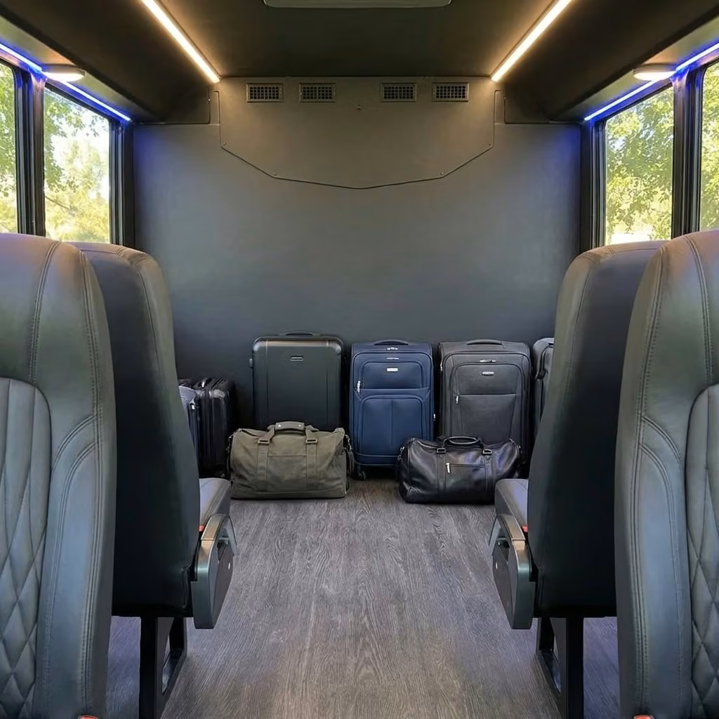 winter park 20 passenger minibus luggage area
