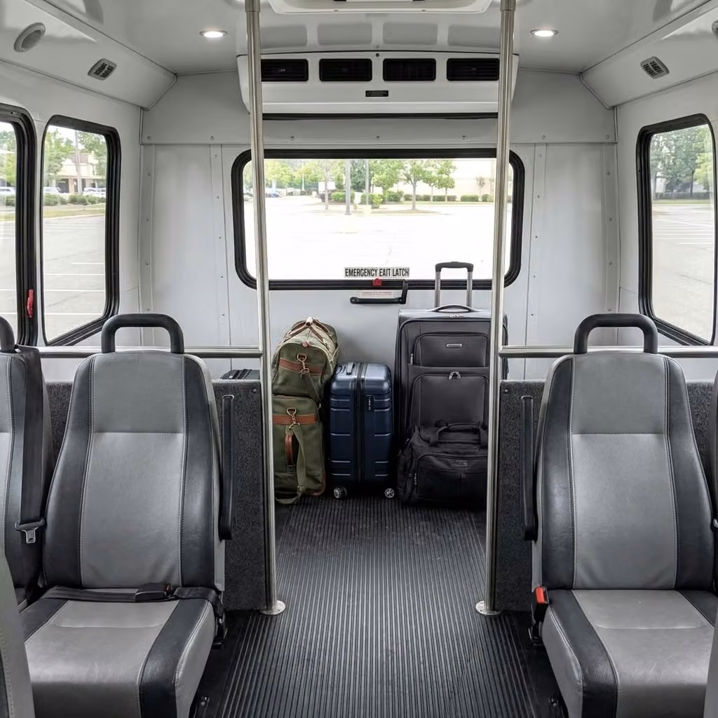 winter park 30 passenger minibus luggage area