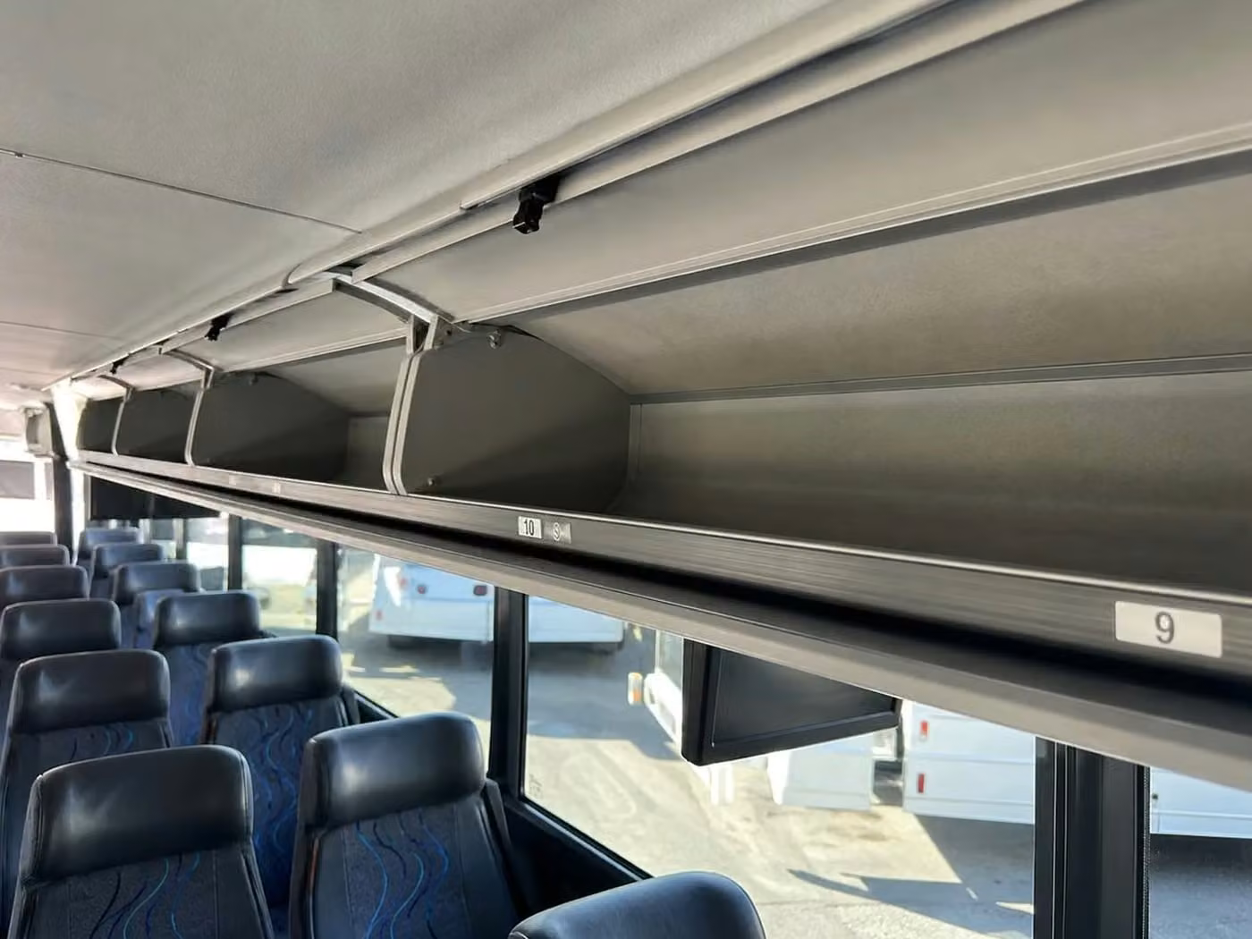 winter park 56 passenger charter bus overhead storage
