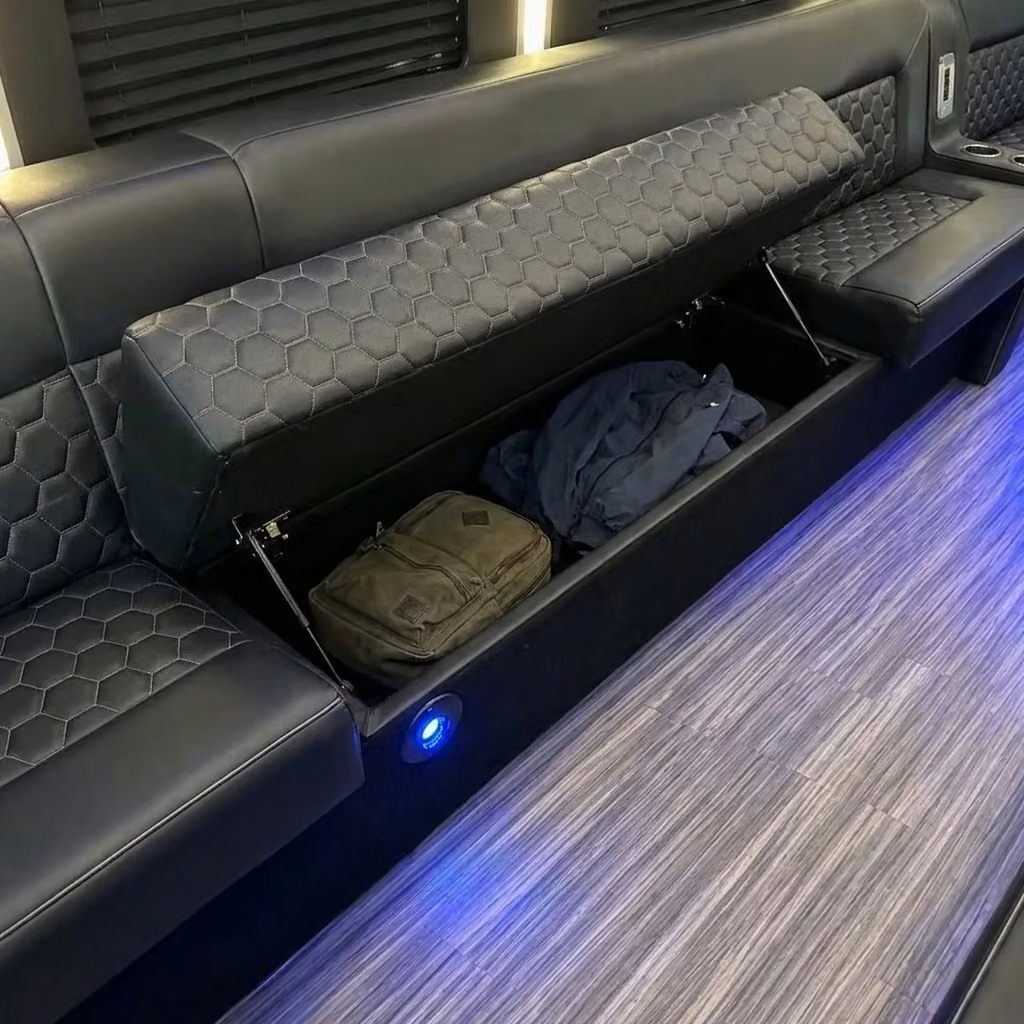 winter park party bus under seat storage